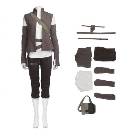 Star Wars 8 The Last Jedi Rey Cosplay Costume - New Edition