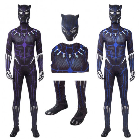 Black Panther Costume T'Challa Blue & Purple Jumpsuit Cosplay Costume